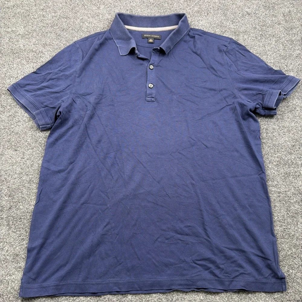 Banana Republic Men's Short Sleeve Polo Shirt Blue Preppy‎ XL Cotton